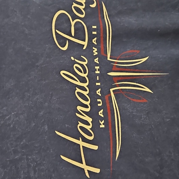 HANALEI BAY Distress denim blue long sleeve graphic tee Kaua'i XL Aloha Islands - Picture 6 of 8